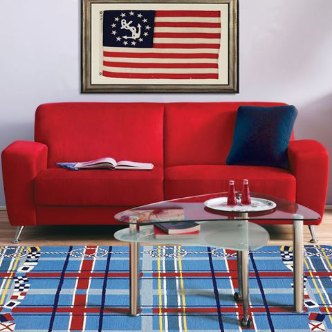 Plaid Nautical Outdoor Rug - By the Sea Beach Decor