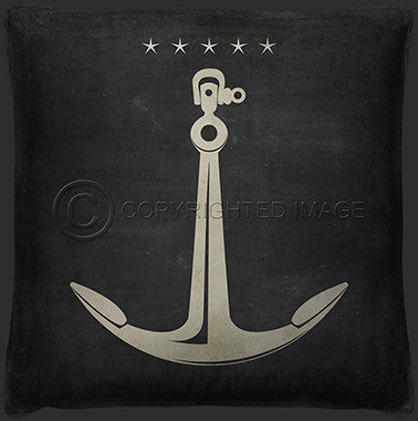 Neptune Anchor 2 Print Pillow - By the Sea Beach Decor