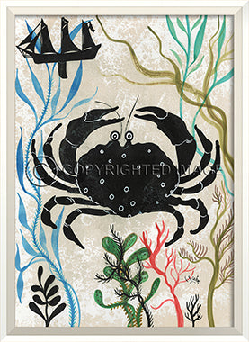 Sea Creature Silhouette Crab - By the Sea Beach Decor