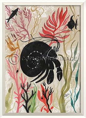 Sea Creature Silhouette Hermit Crab - By the Sea Beach Decor