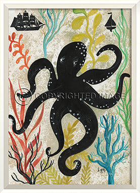 Sea Creature Silhouette Octopus - By the Sea Beach Decor