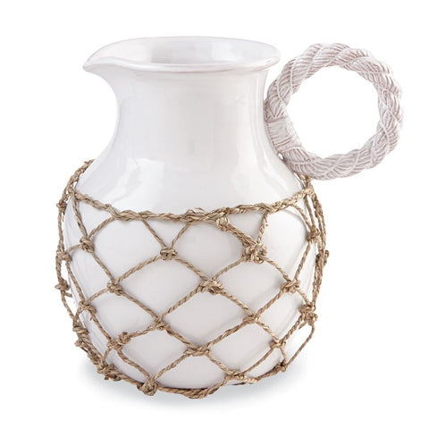 Rope Handled Pitcher with Net - By the Sea Beach Decor