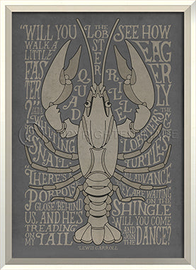 Coastal Poster Lobster Gray Framed Art - By the Sea Beach Decor