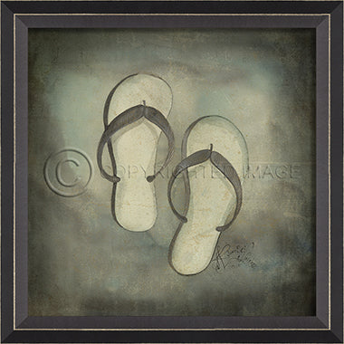 Scuba Gear Flip Flops Framed Artwork - By the Sea Beach Decor