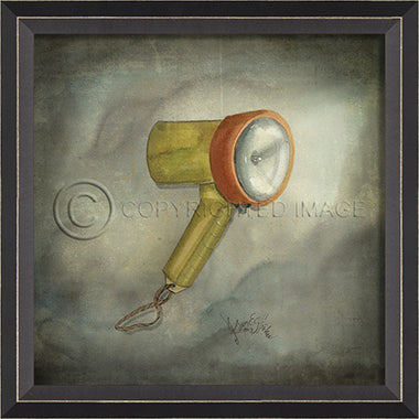 Scuba Gear Flashlight Framed Artwork - By the Sea Beach Decor