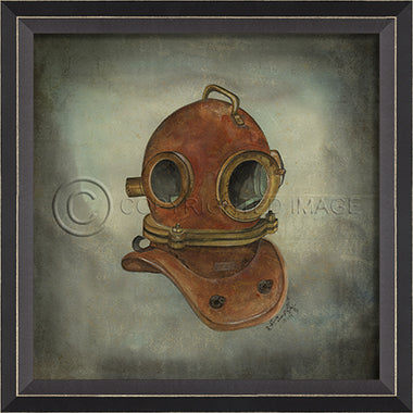 Scuba Gear Helmet 1 Framed Artwork - By the Sea Beach Decor