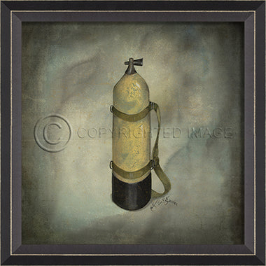 Scuba Gear Oxygen Tank Framed Artwork - By the Sea Beach Decor