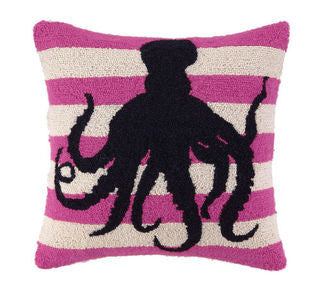 Avila Beach Octopus 18” Hook Pillow - By the Sea Beach Decor