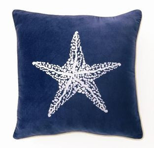 Lubec Velvet Starfish 18” Pillow - By the Sea Beach Decor