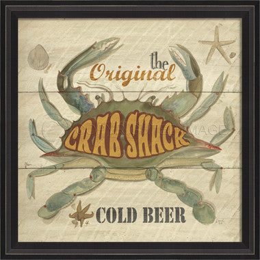 Beach Poster Crab Shack Framed Art - By the Sea Beach Decor