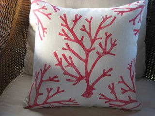 Magens Bay Red Coral Pillow - By the Sea Beach Decor