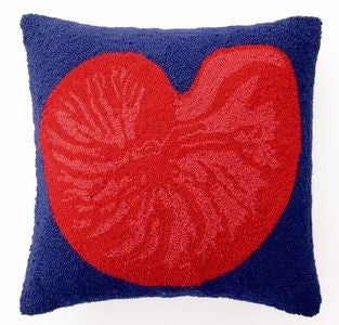 Red & Blue Nautilus Shell Hook Pillow - By the Sea Beach Decor