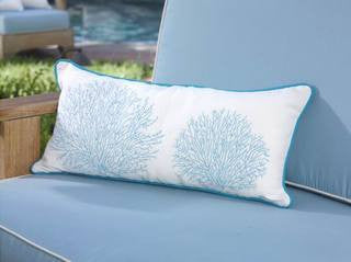 Turquoise Coral Oblong Pillow - By the Sea Beach Decor