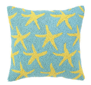 Yellow Starfish Coastal Decor Hook Pillow - By the Sea Beach Decor