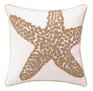 Harbor Island Starfish Embroidered Pillow - By the Sea Beach Decor