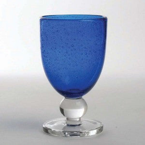 Cobalt Bubble Glass Goblet Set - By the Sea Beach Decor