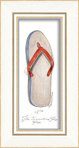 Beach Time Flip Flop Framed Art - By the Sea Beach Decor