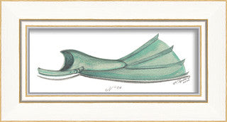 Beach Time Green Flipper Framed Art - By the Sea Beach Decor
