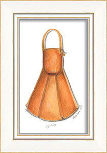 Beach Time Orange Flipper Framed Art - By the Sea Beach Decor