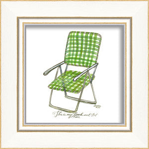 Beach Time Green Beach Chair Framed Art - By the Sea Beach Decor