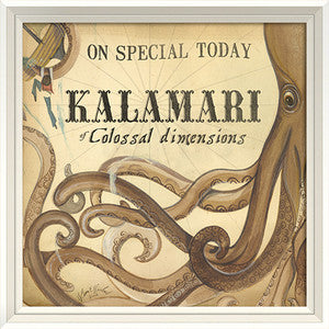 Beach Poster Kalamari Framed Art - By the Sea Beach Decor