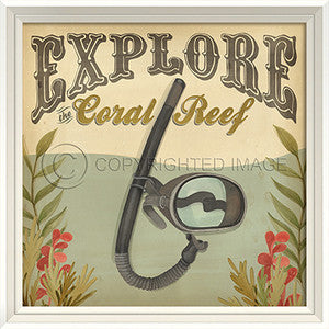 Beach Poster Explore Framed Art - By the Sea Beach Decor