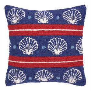 Salt Point Seashells on Blue Hook Pillow - By the Sea Beach Decor