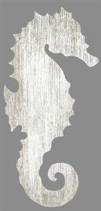 White Seahorse Left Wood Artwork - By the Sea Beach Decor