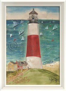 Lighthouse Sankaty Nantucket Artwork Print - By the Sea Beach Decor