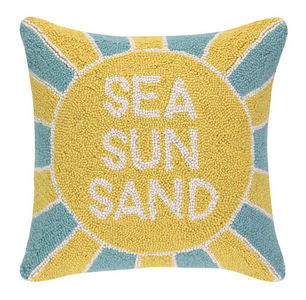 Sea, Sun, Sand Hook Pillow - By the Sea Beach Decor
