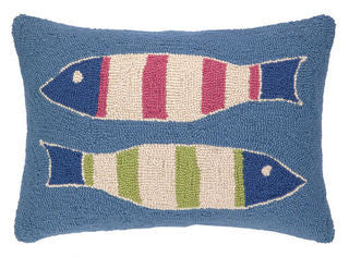 Blue Picket Fence Coastal Hook Pillow - By the Sea Beach Decor