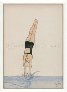 Diver in Black Splash Framed Art - By the Sea Beach Decor