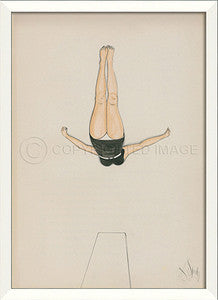 Diver in Black Framed Art - By the Sea Beach Decor