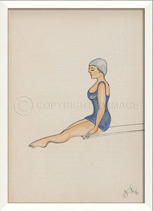 Diver in Blue Framed Art - By the Sea Beach Decor