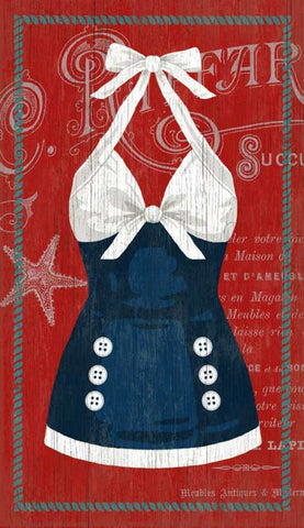 Vintage Swimsuit #1 Wood Print - By the Sea Beach Decor