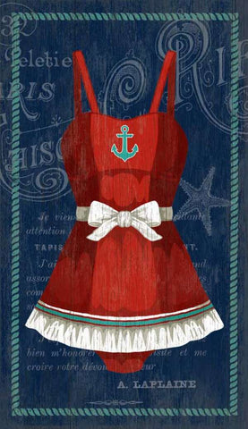 Vintage Swimsuit #2 Wood Print - By the Sea Beach Decor