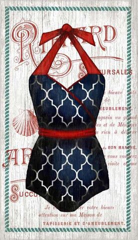 Vintage Swimsuit #4 Wood Print - By the Sea Beach Decor