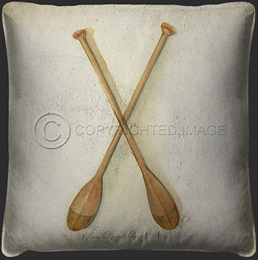 Neptune Oars Printed Pillow - By the Sea Beach Decor