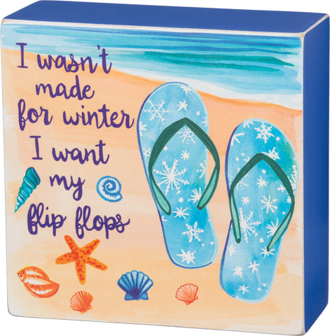 Holiday Sign Flip Flop Winter Box Sign - By the Sea Beach Decor