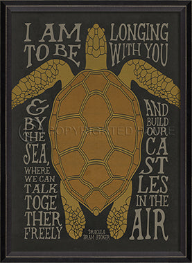 Coastal Poster Turtle Black Framed Art - By the Sea Beach Decor
