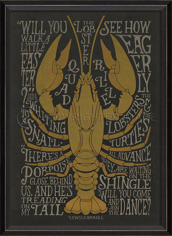 Coastal Poster Lobster Black Framed Art - By the Sea Beach Decor