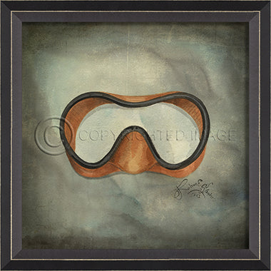 Scuba Gear Goggles Framed Artwork - By the Sea Beach Decor