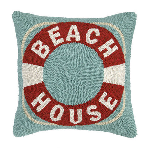 Beach House Life Preserver Hook Pillow - By the Sea Beach Decor