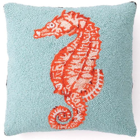 Brant Beach Seahorse Hook Pillow - By the Sea Beach Decor