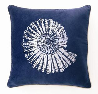 Lubec Velvet Nautilus Shell 18” Pillow - By the Sea Beach Decor