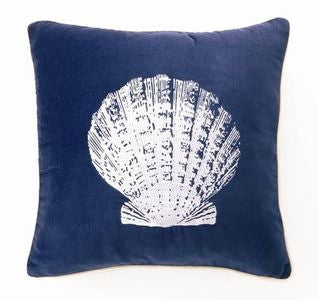 Lubec Velvet Scallop Shell 18” Pillow - By the Sea Beach Decor