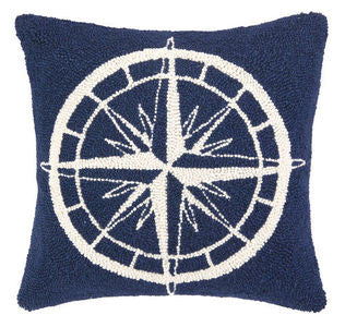 Rehoboth Compass Hook Pillow - By the Sea Beach Decor