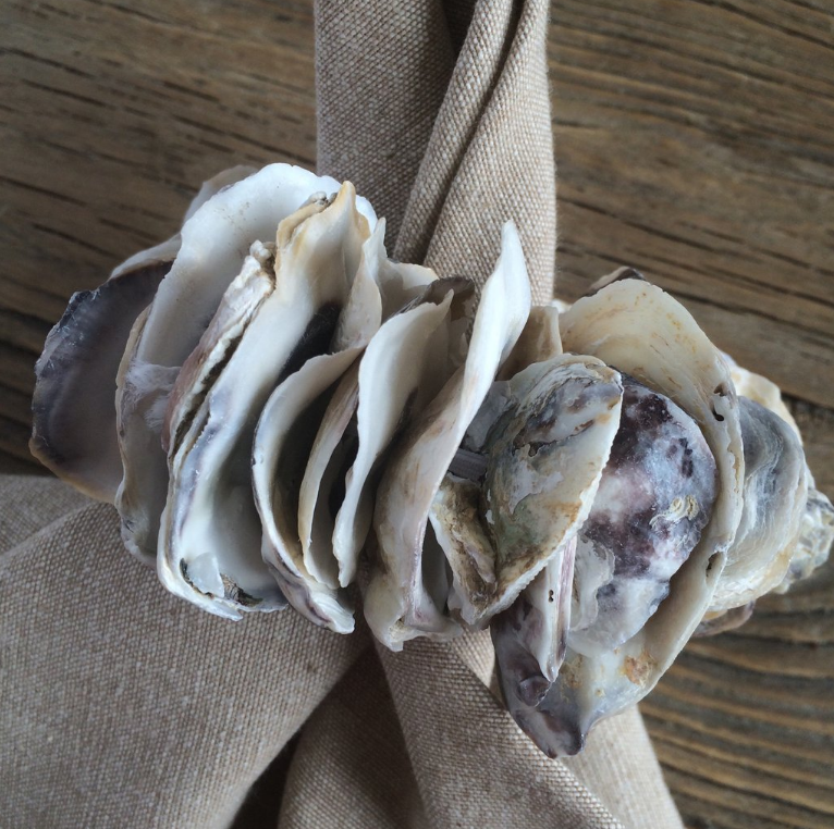 Oyster Shell Coastal Entertaining Napkin Ring Set