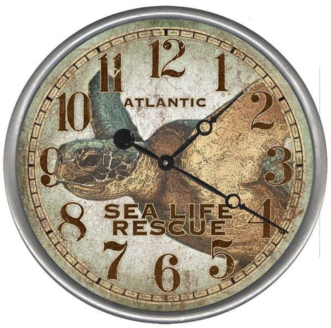 Seacliff Swimming Turtle Beach Clock - By the Sea Beach Decor