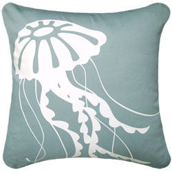 Oceanside Aqua Jellyfish Pillow - By the Sea Beach Decor